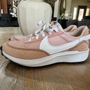Nike Pink and White Low-Top Sneakers